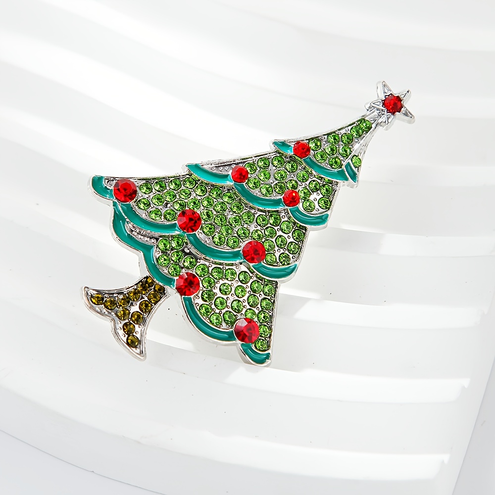 European Full-Drill Christmas Tree Alloy Brooch, Gift